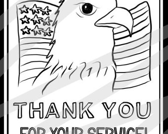 Thank you for your service veterans day gift coloring page printable pdf instant download gift for military army navy coast guard