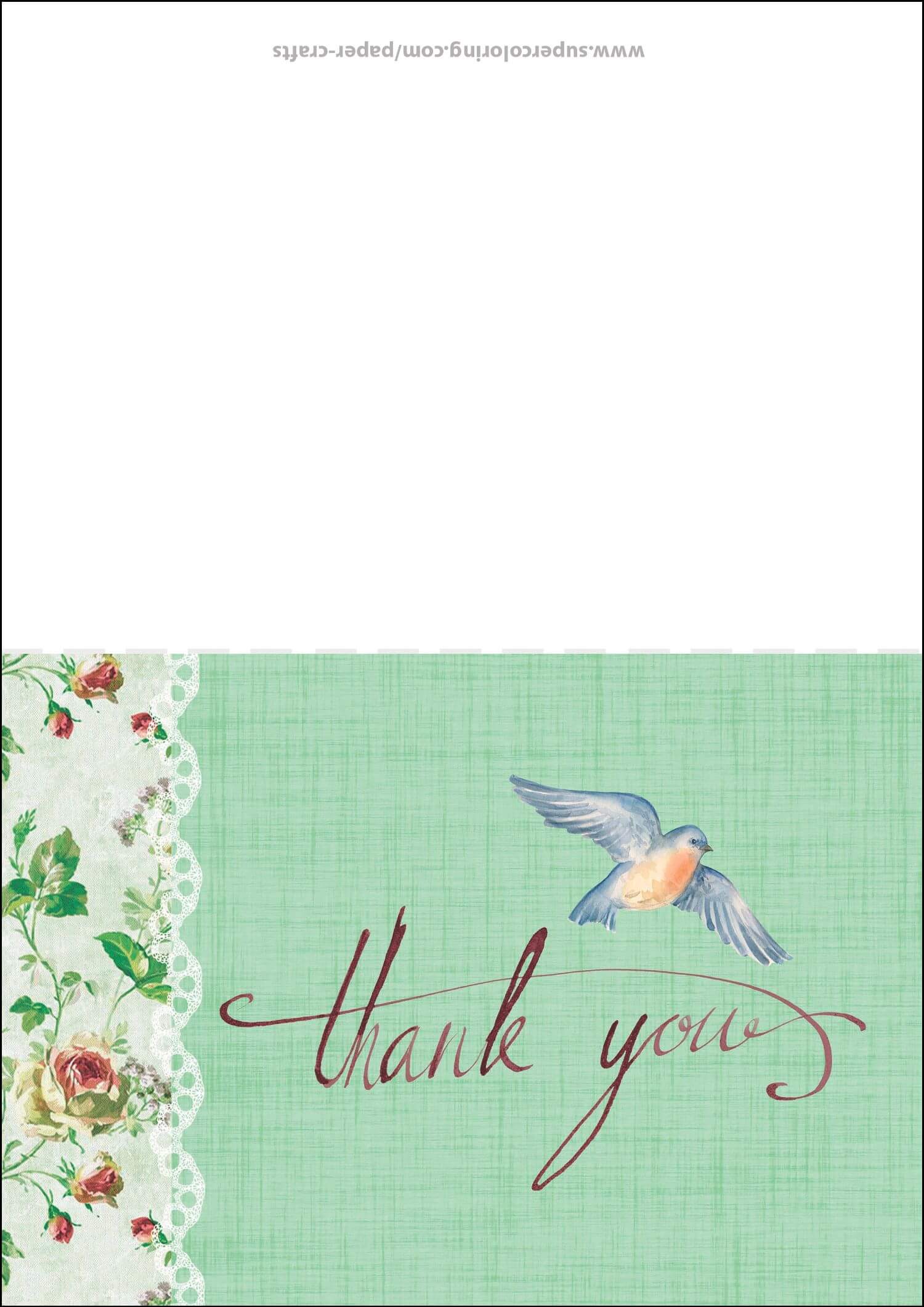 Thank you card with a bird free printable papercraft templates