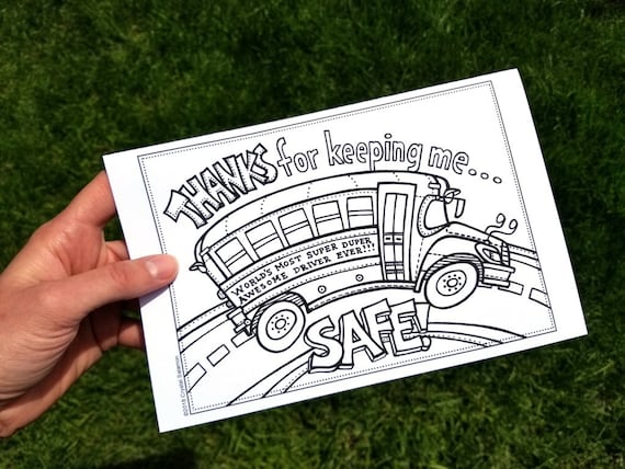 Download coloring card gift for bus driver carpool driver taxi driver thank you printable colouring card download now