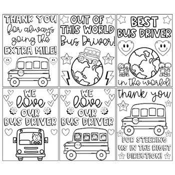 Bus driver appreciation day thank you coloring pages writing cards