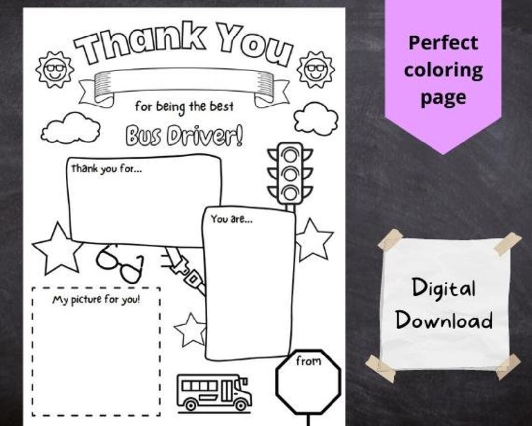 Bus driver card thank you bus driver printable card coloring page thank you teacher teacher appreciation