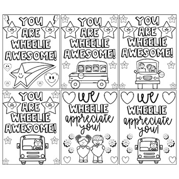 Bus driver appreciation day thank you coloring pages writing cards