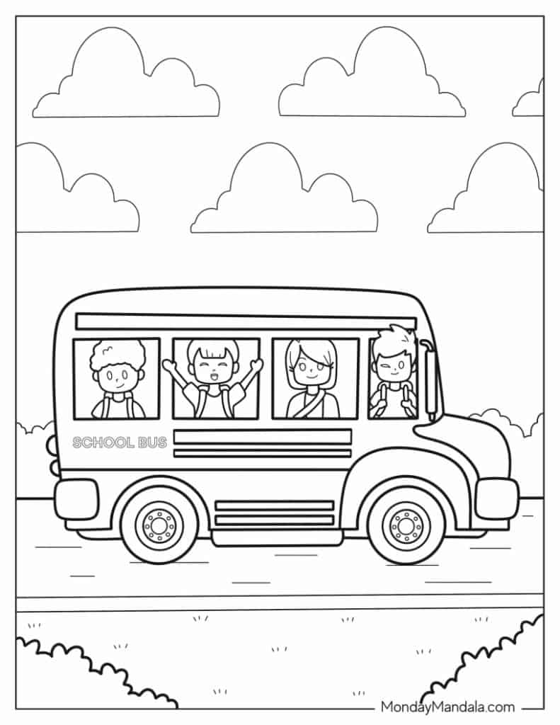 School bus coloring pages free pdf printables