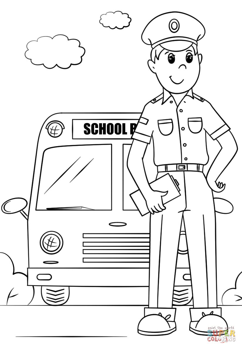 School bus driver coloring page free printable coloring pages