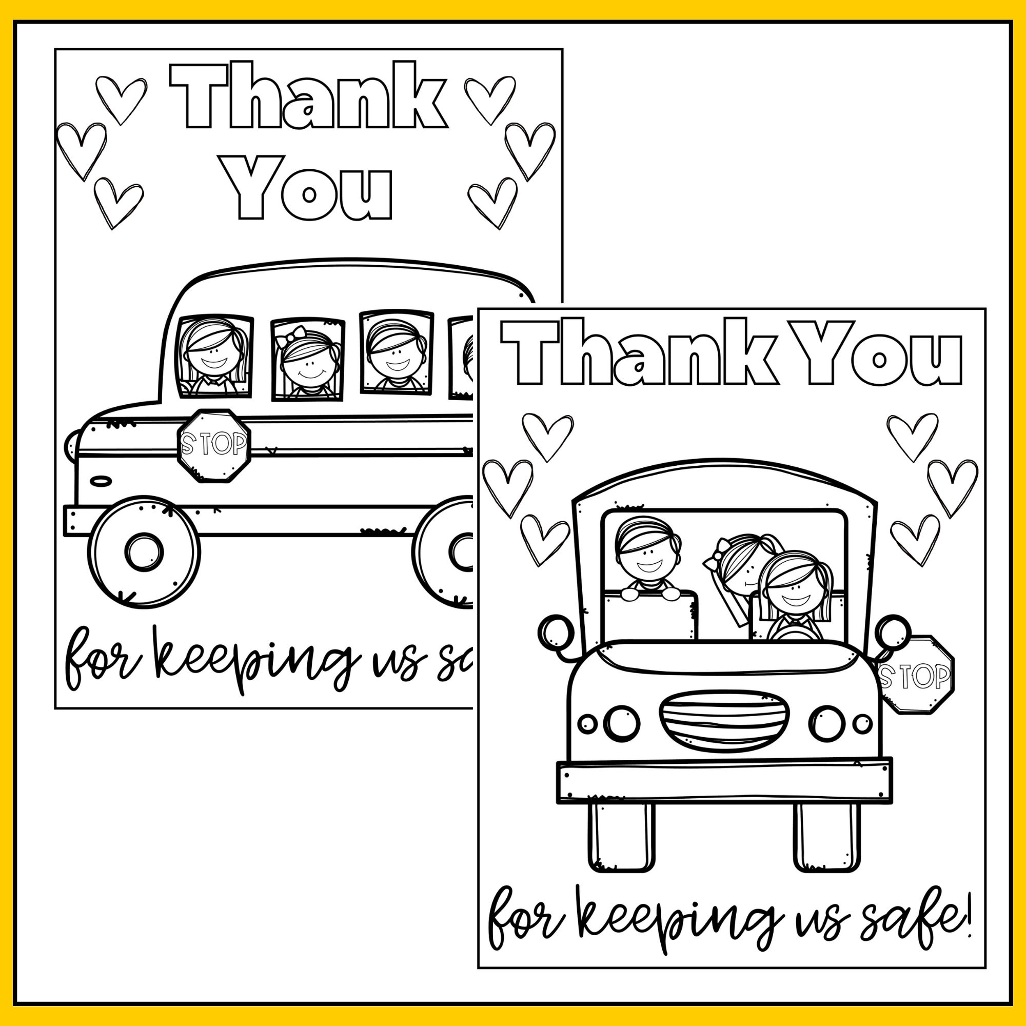 Bus driver appreciation thank you letters coloring pages download printable