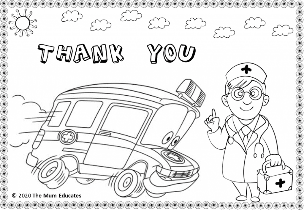 Thank you key workers colouring sheets