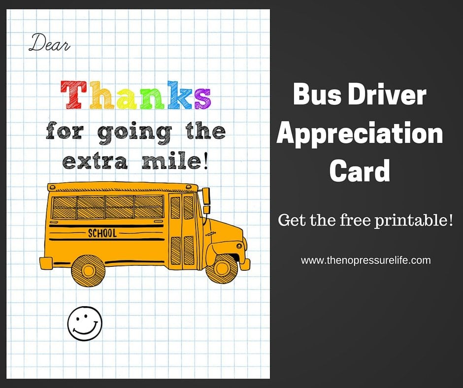 Bus driver appreciation card free printable