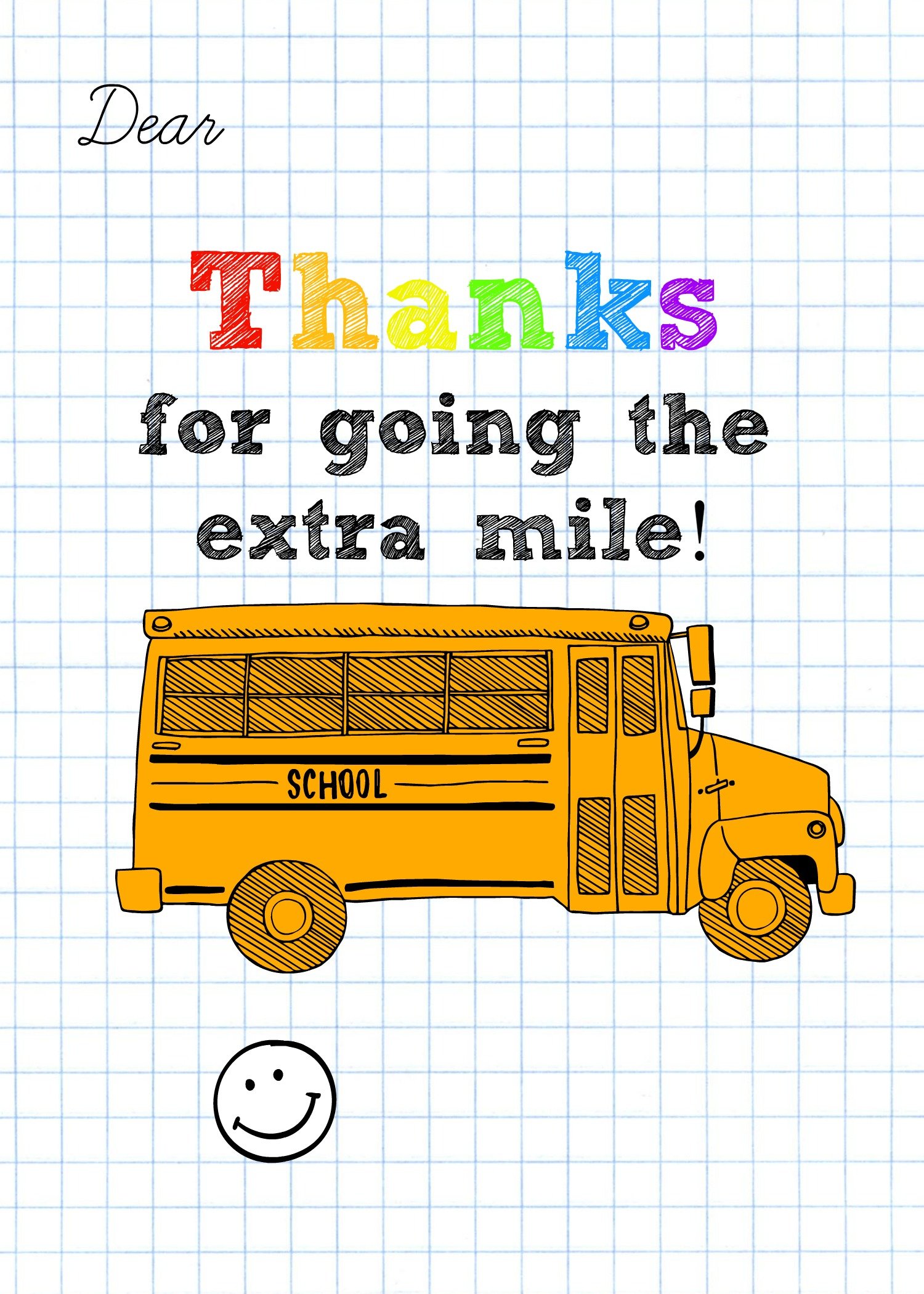 Bus driver appreciation card free printable