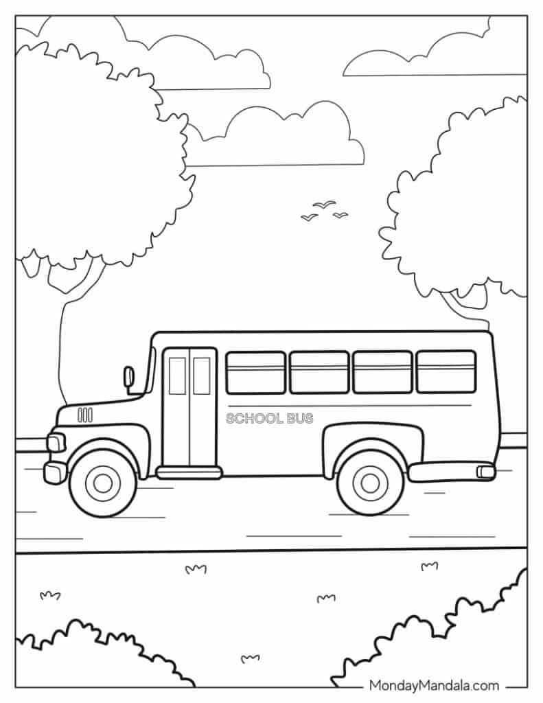 School bus coloring pages free pdf printables