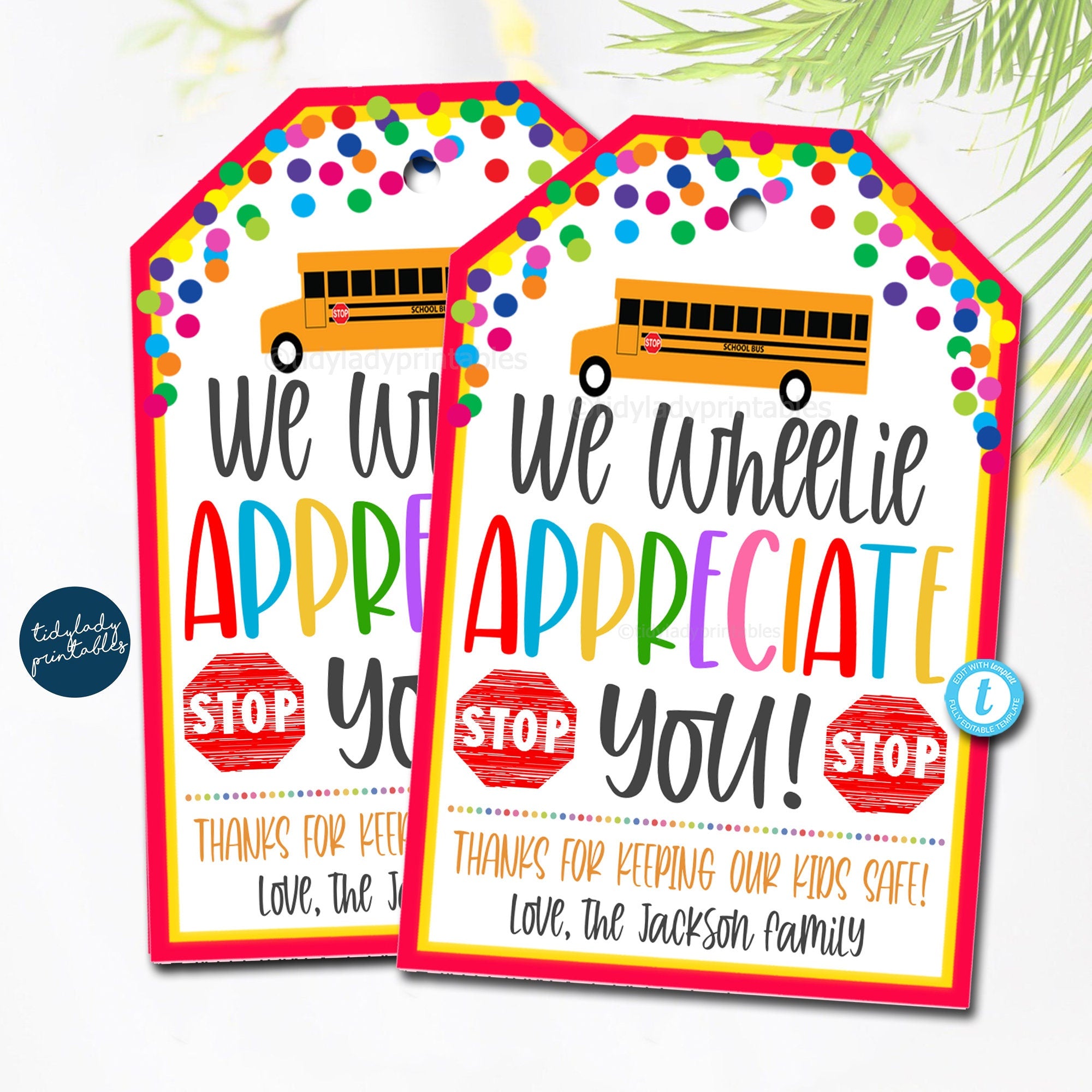 Bus drivers thank you tags national bus driver appreciation â printables