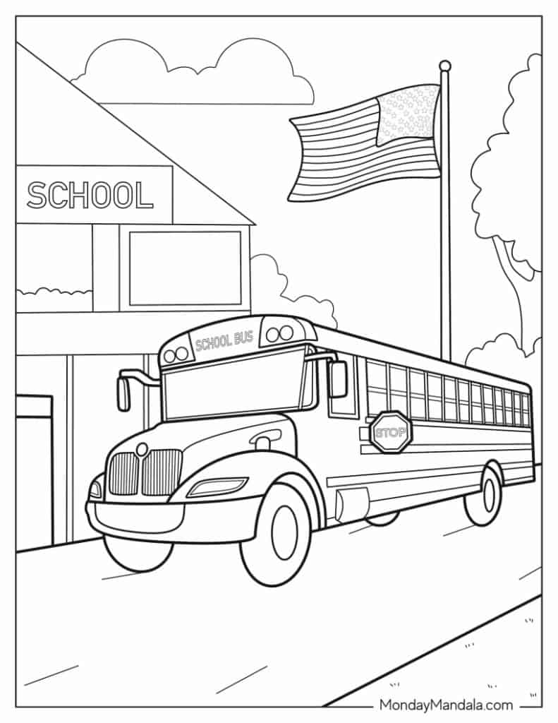 School bus coloring pages free pdf printables