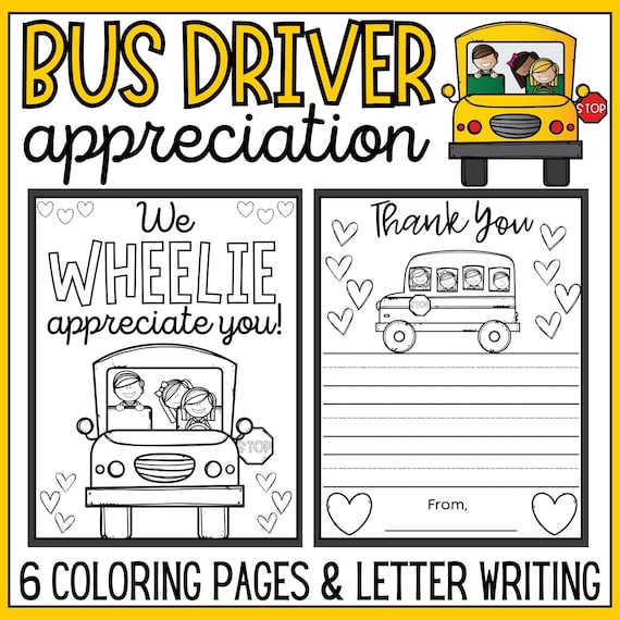 Bus driver appreciation thank you letters coloring pages download printable