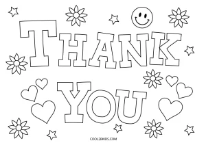 Free printable thank you coloring pages for kids