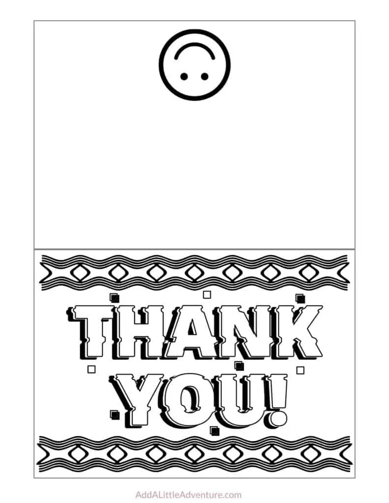 Free printable thank you cards to color