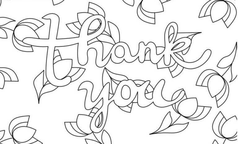 Basic card thank you coloring page