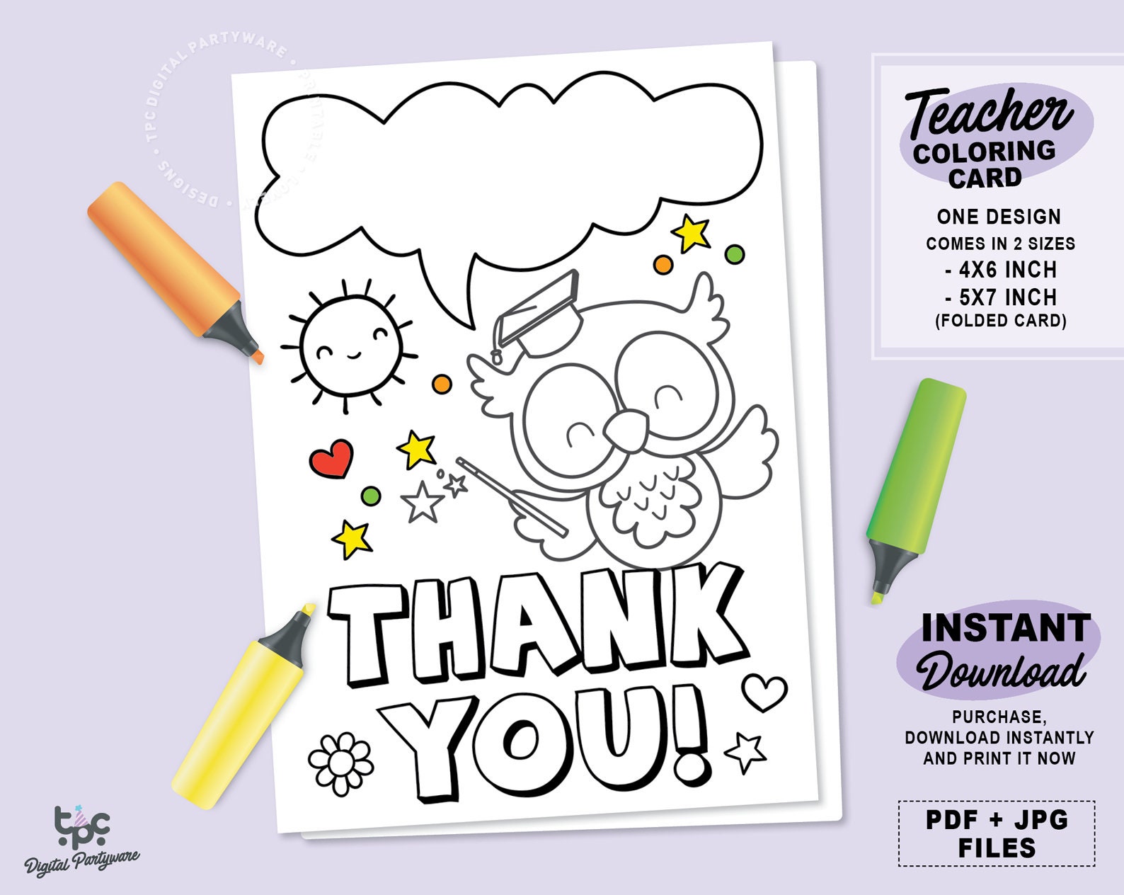 Teacher appreciation card printable coloring card teacher printable card teacher thank you cute owl teacher appreciation week card instant download