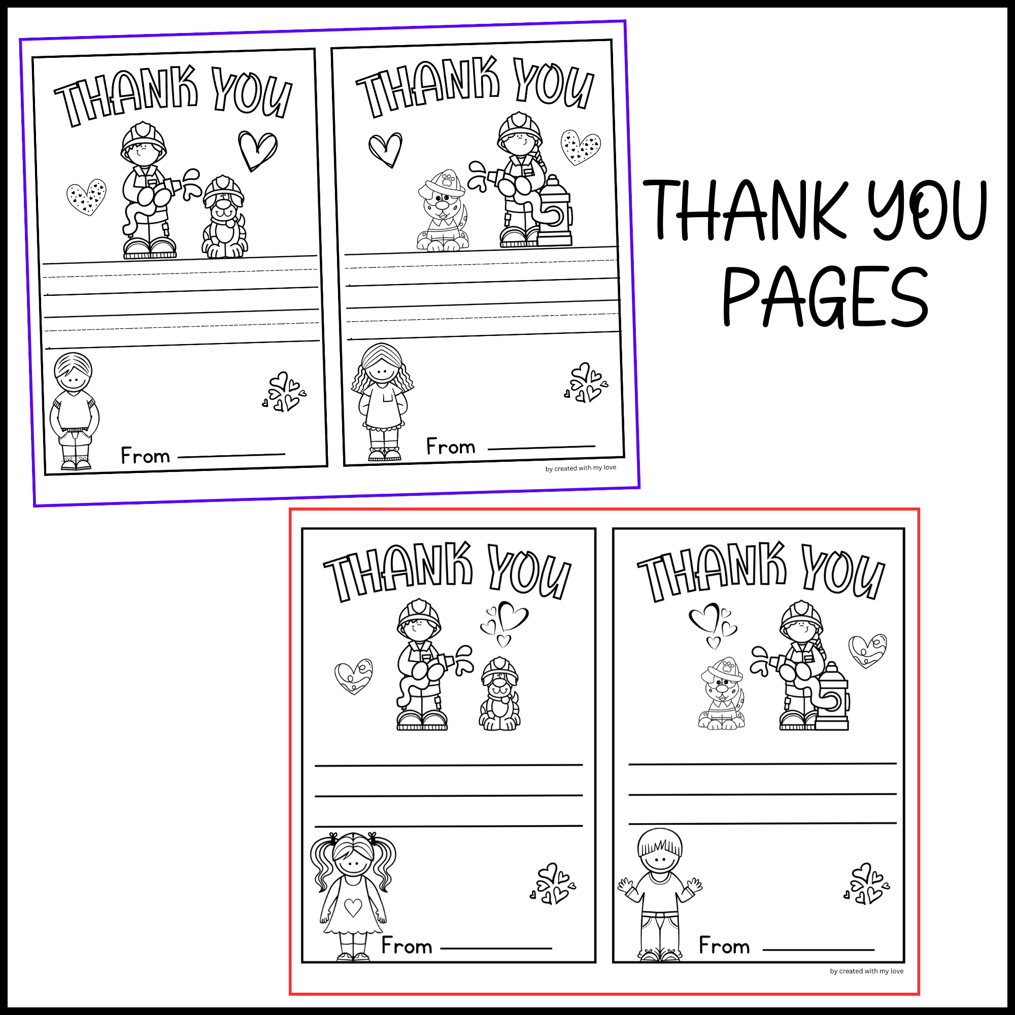 Firefighters coloring pages appreciation cards munity helpers thank you made by teachers