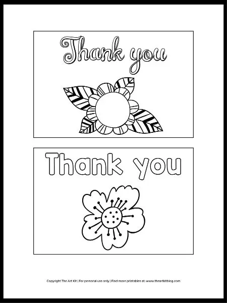 Cute flower note cards to color â free printable â the art kit