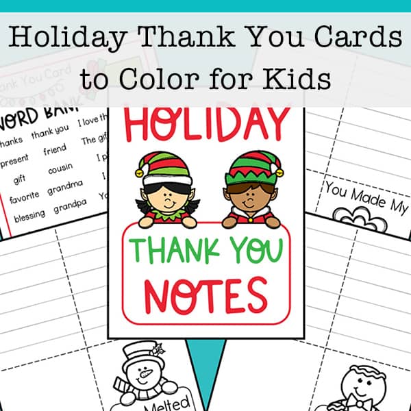 Free thank you cards to color plus a thank you card word bank