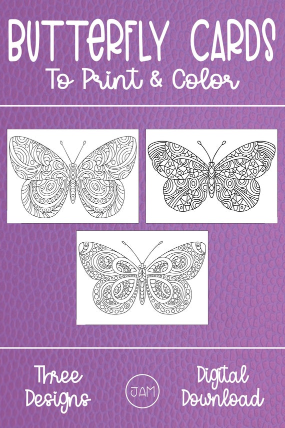 Coloring cards coloring book cards butterfly design