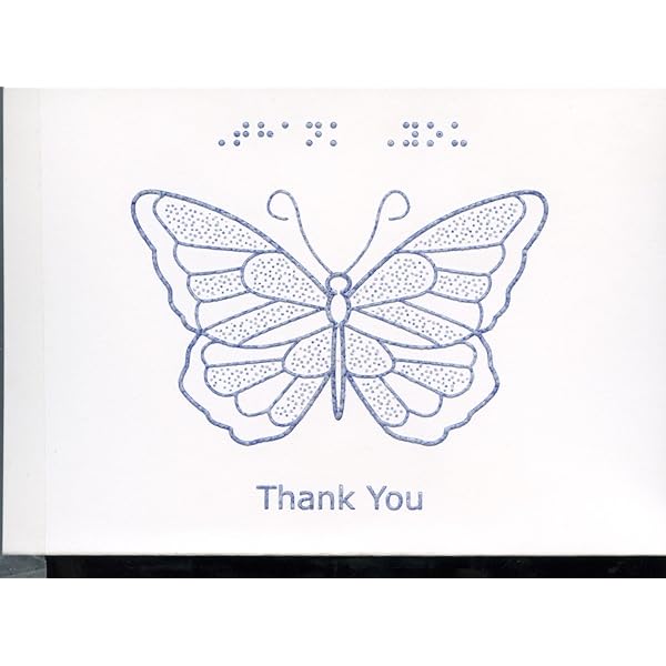 Braille and tactile greeting card thank you butterfly office products