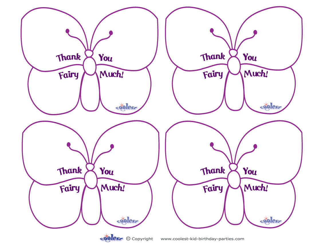 Printable butterfly thank you cards