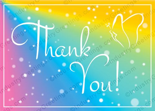 Butterfly rainbow thank you card