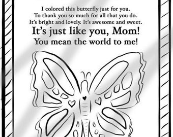 Mothers day gift poem coloring page printable pdf instant download gift for mom mothers day card mothers day coloring page