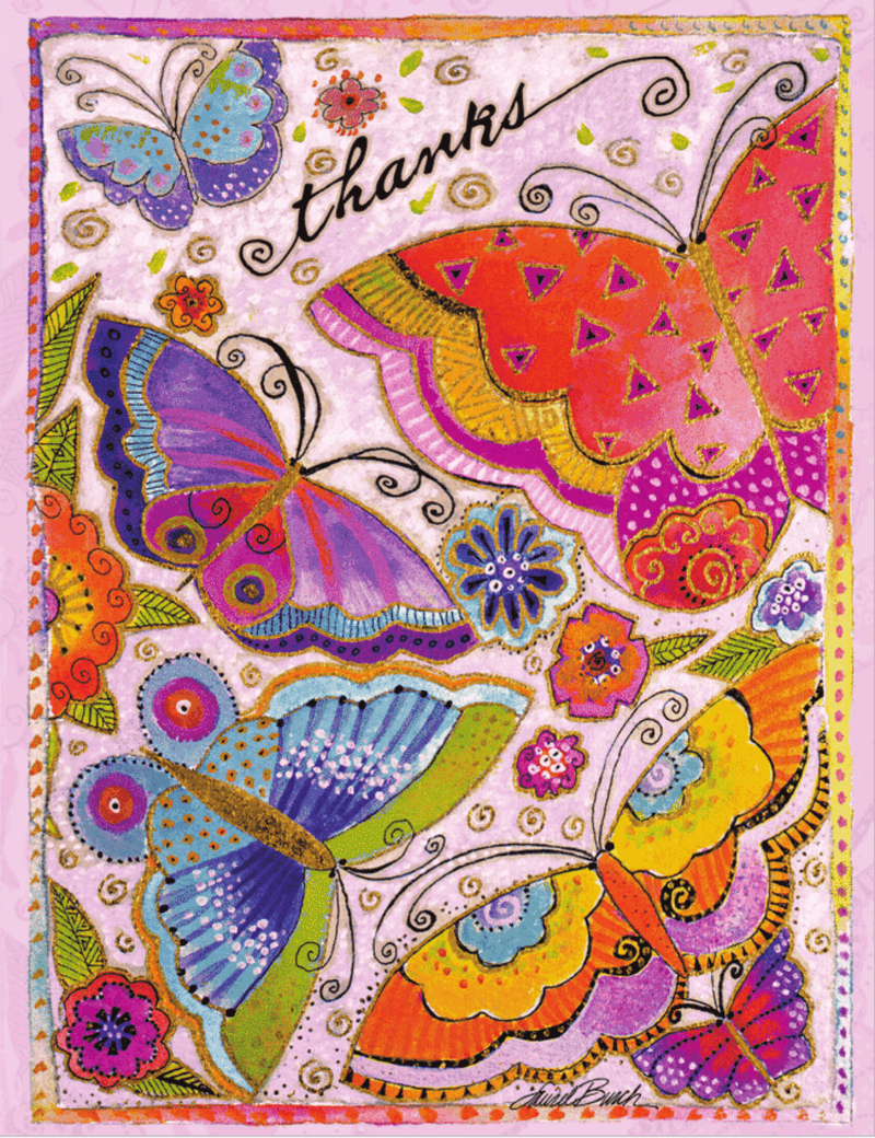 Butterflies thank you cards envelopes laurel burch studios