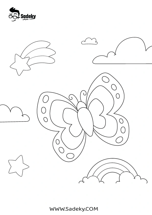 Free butterfly rainbow coloring pages printable