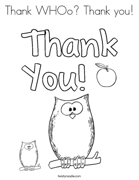 Thank whoo thank you coloring page