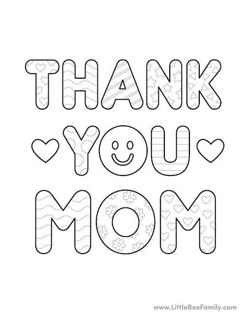 Thank you mom coloring page