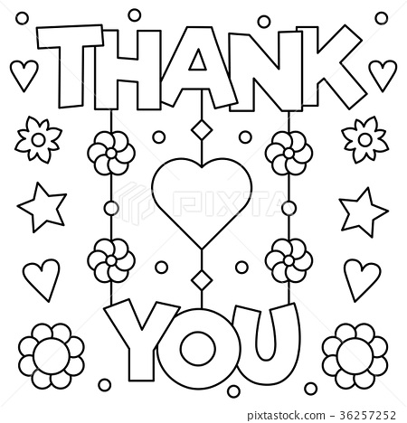 Thank you coloring page vector illustration