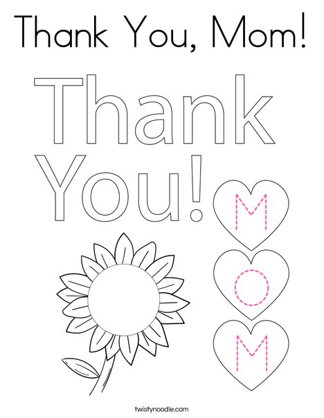 Thank you mom coloring page