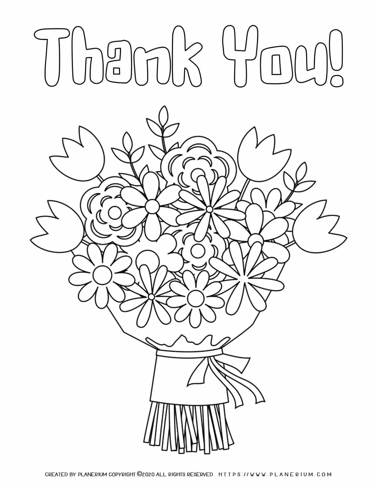 Thank you flowers coloring pages free printables