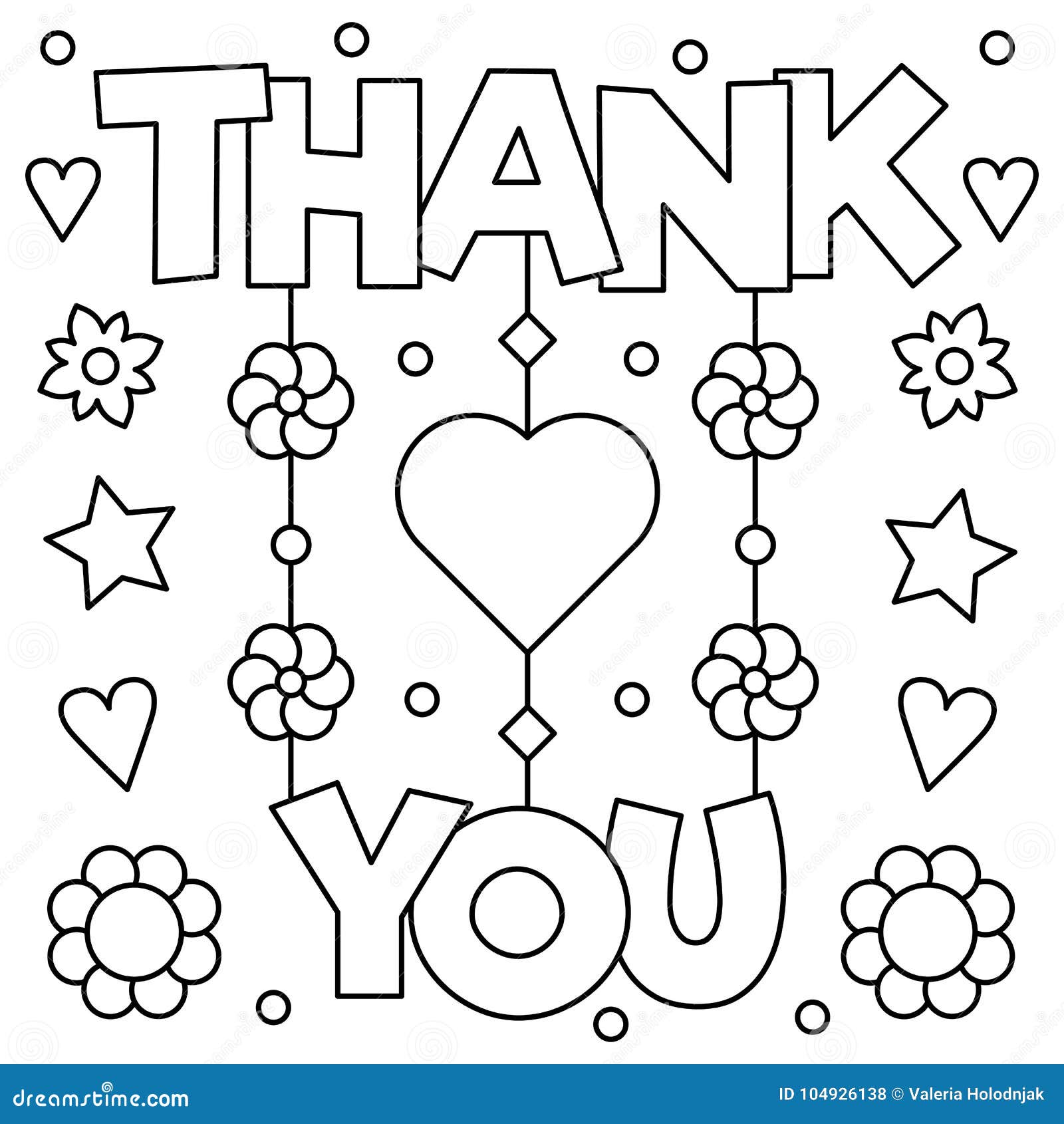 Thank you coloring page vector illustration stock vector