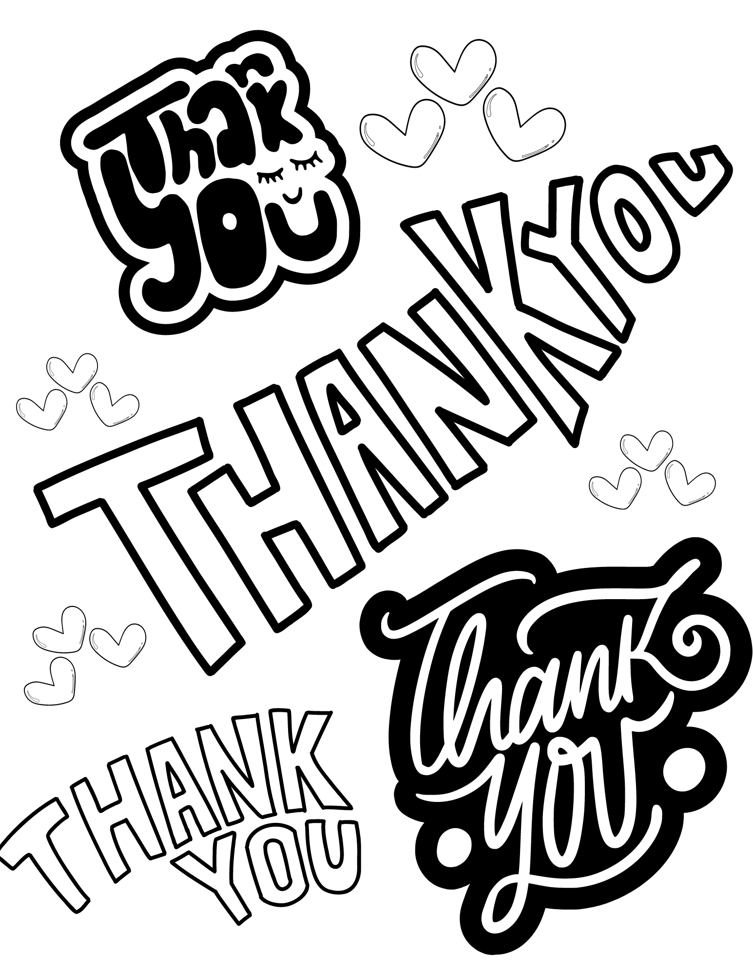 Free thank you coloring pages for kids and adults