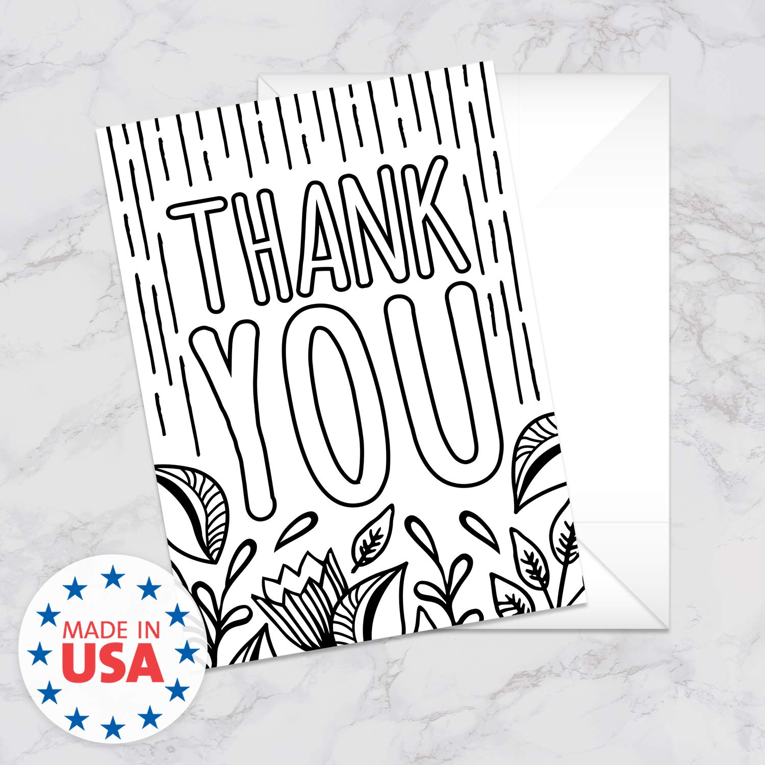 Thank you coloring note cards color yourself grateful cards with envelopes floral appreciation designs x black white coloring gratitude notes office products