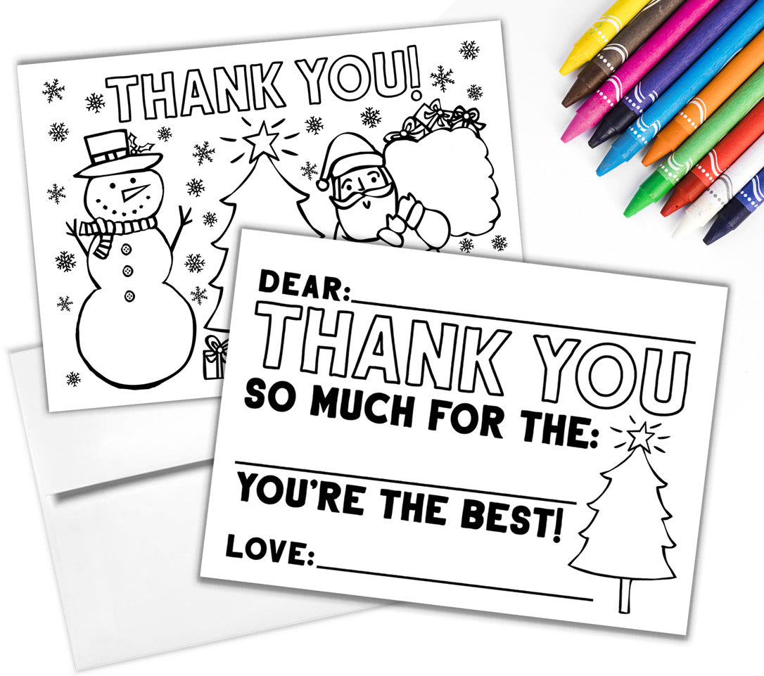 Holiday coloring thank you cards â tiny expressions