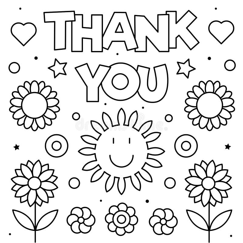 Thank you coloring page black and white vector illustration stock vector