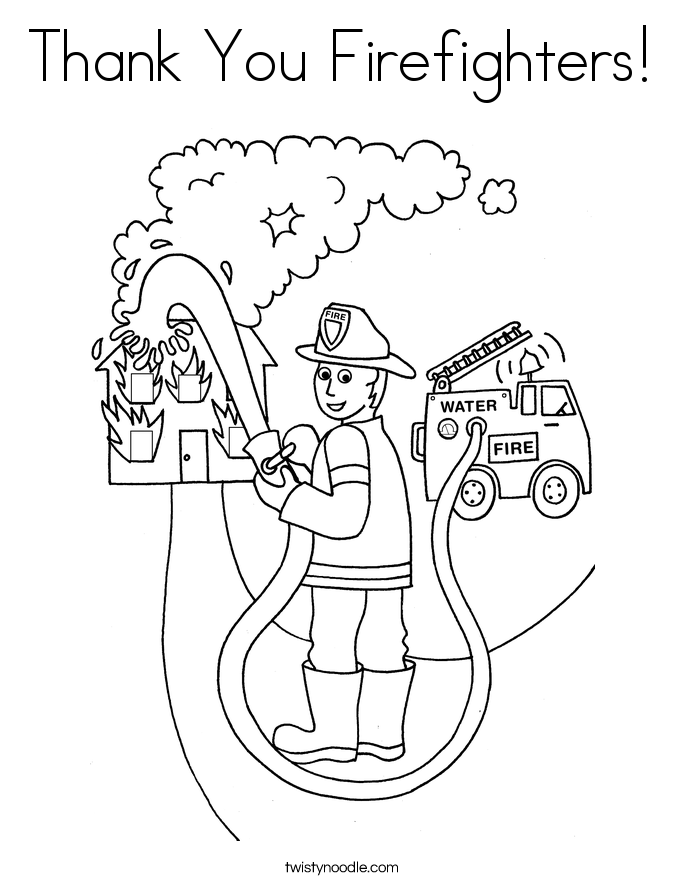 Thank you firefighters coloring page coloring pages fire safety theme printable activities for kids