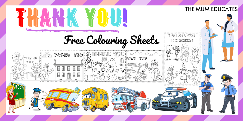 Thank you key workers colouring sheets