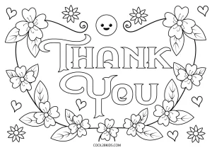 Free printable thank you coloring pages for kids