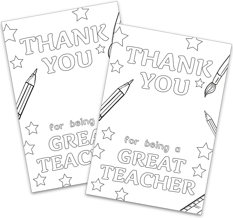 Kids loring thank you cards fill in the blank thank you cards for teacher teacher appreciation cards with envelopes â gxk stationery office supplies