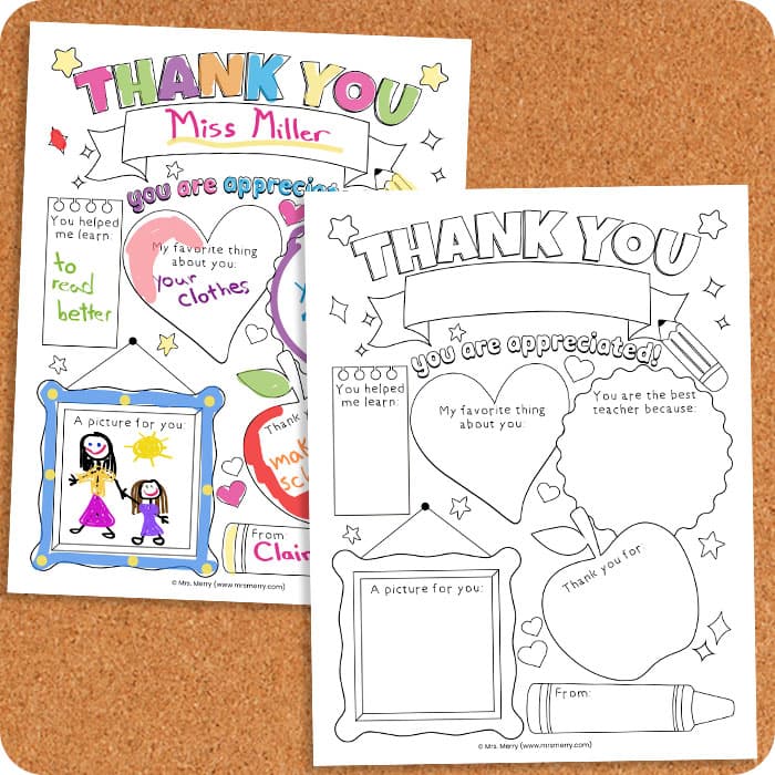 Teacher appreciation thank you printable mrs merry