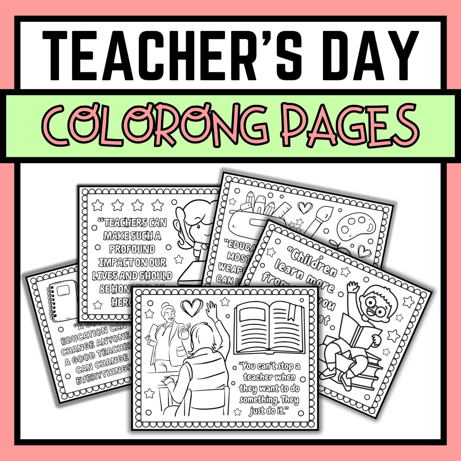 Teachers day bundle off coloring pages thank you cards and more made by teachers