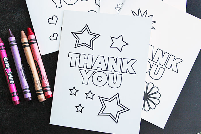 Free printable thank you cards for kids to color send sunny day family