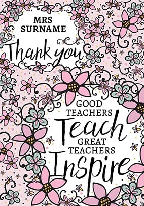 Great teachers inspire thank you card funky pigeon