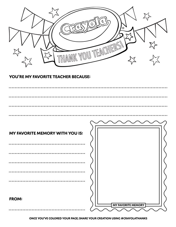 Thank a teacher list coloring page