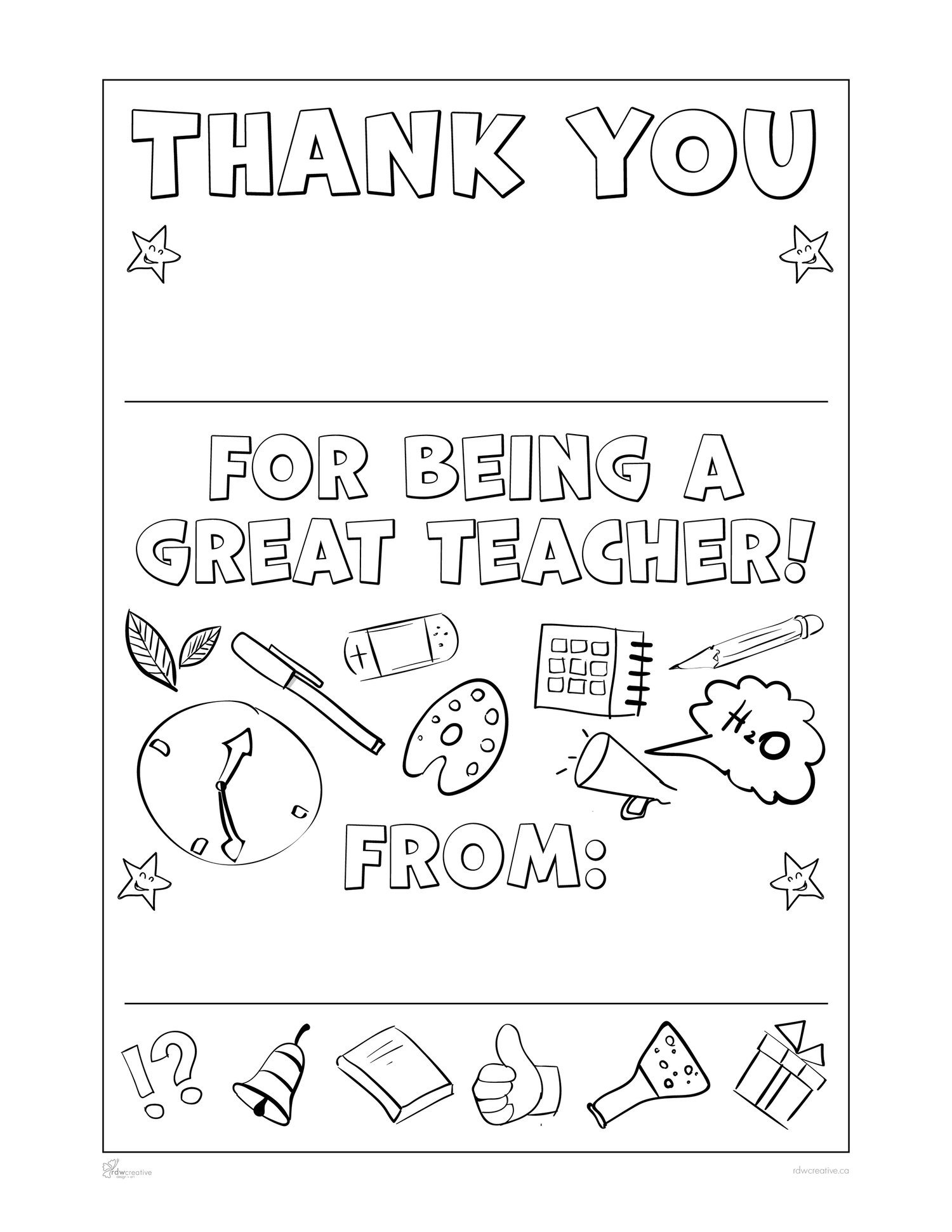 Thank you for being a great teacher x single colouring sheet â